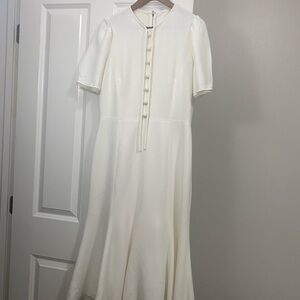 Dolce & Gabbana White Flutter Sleeve Midi Gown